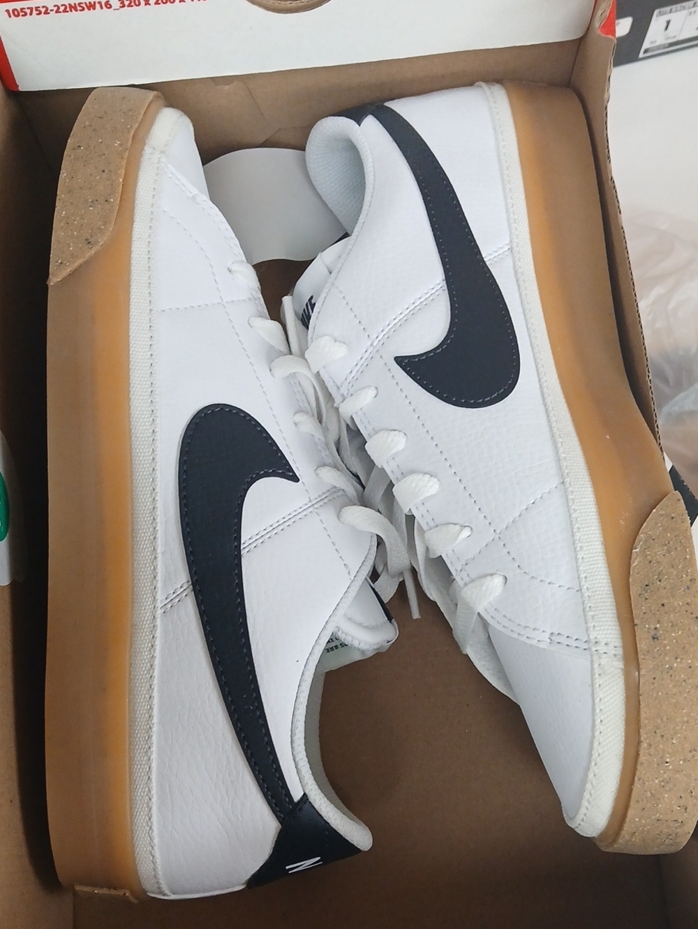 Nike Women's Court Legacy Sneakers with Black Swoosh and Gum Sole